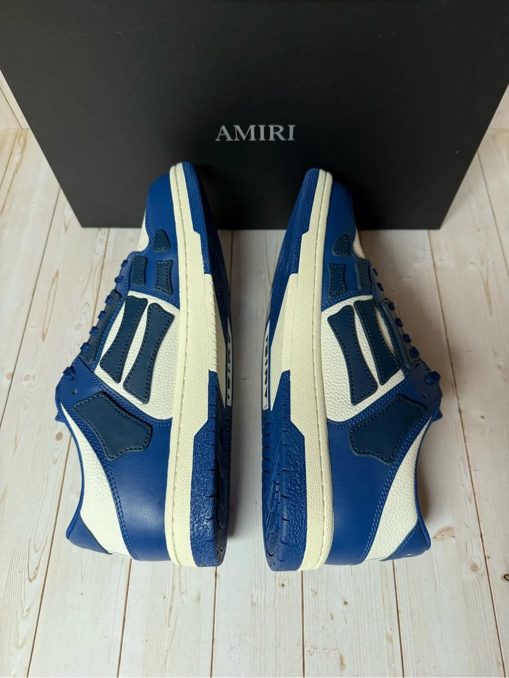 AMIRI Skel Low-Top Leather Sneakers Blue/White Sz 43 / 10
